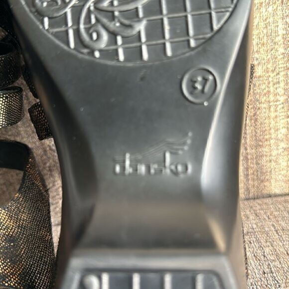 Dansko Dani Coffee Swirl Black/Bronze Subtle Shimmer Open Toe Sandal Size 37 - Picture 11 of 12